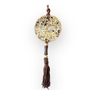 Crown Trifari Vintage Carved Deer Boho Necklace